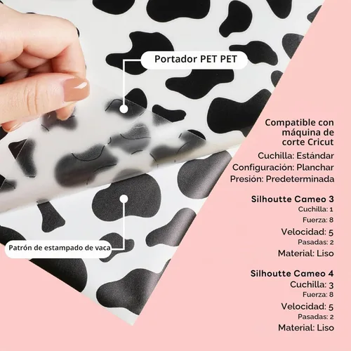 Vista 3 de HTVRONT Vinilo HTV con estampado de vaca, vinilo para planchar con patrón animal de 12 pulgadas x 8 pies Cow Printed Animal Pattern Iron on Vinyl