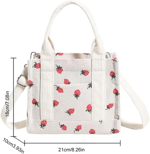Vista 6 de LIERWOI Bolsa de pana pequeña y bonita bolsa cruzada para mujer, mini bolso de mano Kawaii Hobo con cremallera