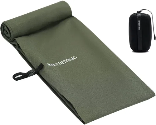 Vista 21 de Bee Nesting Toalla ultraligera de secado rápido – Paquete de 2 toallas de microfibra medianas y pequeñas con bolsillo compacto plegable para viajes