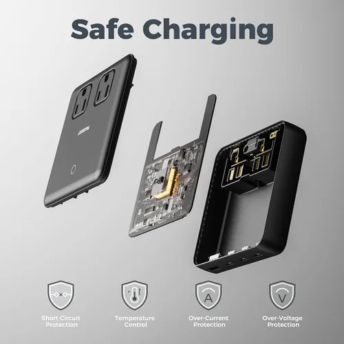 Vista 6 de Estación de carga TESSAN PD 100W para múltiples dispositivos, bloque de cargador USB C 6-en-1 compatible con iPhone 17/16, MacBook, base de carga
