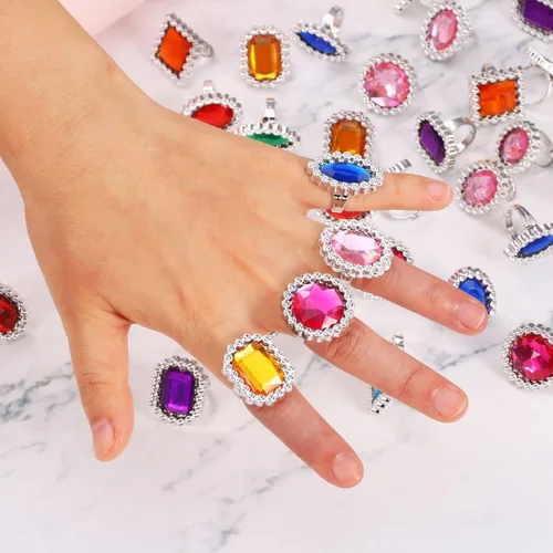 Vista 5 de Shappy 72 anillos de plástico coloridos para niños, anillos de joyería