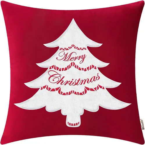 Vista 22 de BRAWARM Christmas Reindeer Pillow Cover 18x18 Black Velvet Embroidered Reno negro