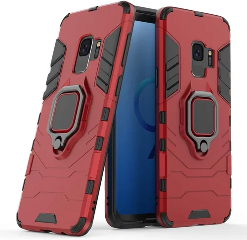 Vista 4 de Funda de teléfono para Samsung Galaxy S9 con protector de pantalla de vidrio templado y soporte magnético para anillo con soporte, accesorios