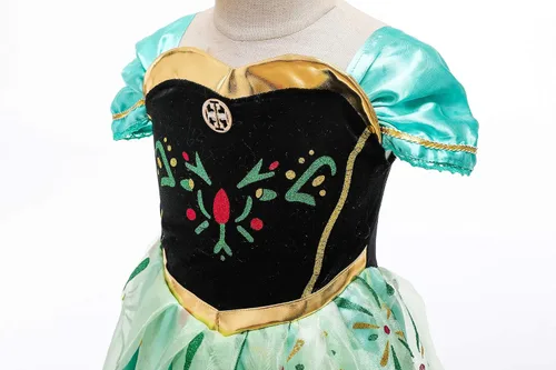 Vista 5 de Snow Queen Anna Princess Costume Birthday Party Dress Up for Little Girls with Wig,Crown,Wand,Gloves 3-10 Years