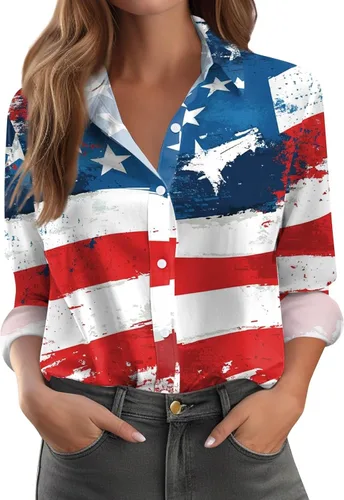Vista 67 de Camisetas de San Valentín para mujer, camisas con botones, blusas de corazón, elegantes, informales, cuello de solapa, manga larga, suave, cómoda