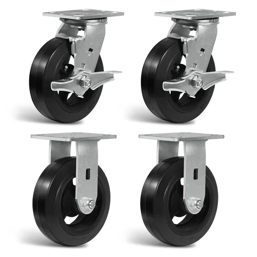 Vista 14 de Ruedas resistentes de 4 pulgadas, ruedas industriales de placa con rueda de goma, utilizadas para carrito de herramientas, plataforma, camión