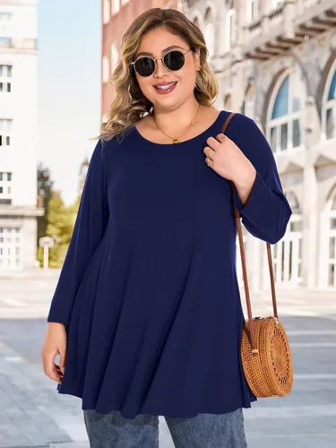 Vista 6 de BELAROI - Camiseta cómoda de manga 34 para mujer, talla grande, ajuste suelto