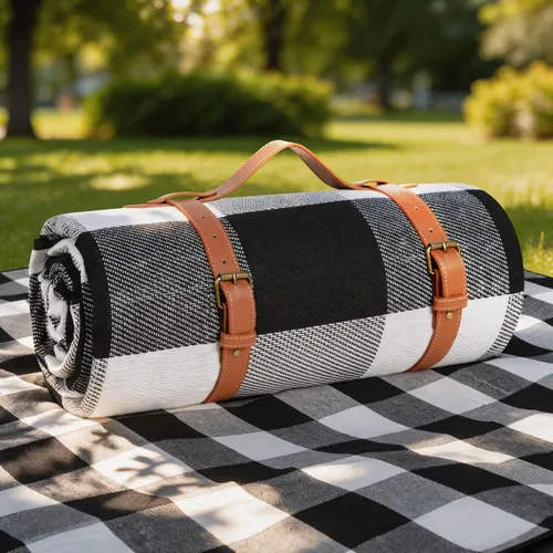 Vista 10 de sapsisel Manta de picnic extragrande de 80 x 60 pulgadas, manta de picnic impermeable para la playa (cuadros negros y blancos)