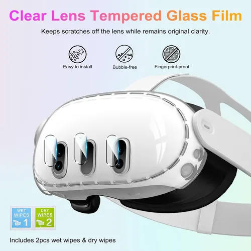 Vista 6 de TiMOVO Accesorios para Meta Quest 3, funda protectora para Quest 3, incluye cubierta transparente, película protectora de vidrio templado ultra