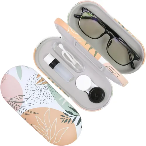Vista 9 de Estuche 2 en 1 para Lentes de Contacto y Anteojos para Mujeres, Hombres y Niños, Estuche Duro Portátil de Doble Cara para Anteojos de Viaje