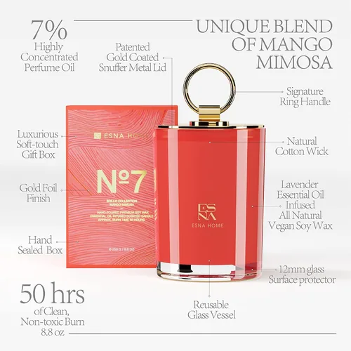 Vista 3 de Velas de soja de mango y madera de teca altamente perfumadas Aceites esenciales de lavanda Clean Burn Alivio del estrés Aceites esenciales