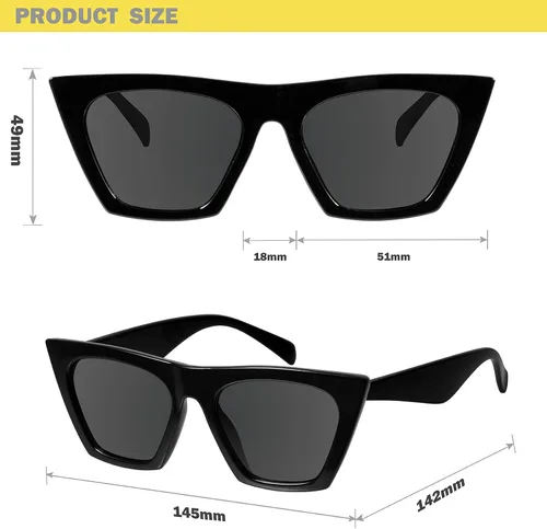 Vista 5 de mosanana Gafas de sol cuadradas de ojo de gato para mujer modelo de estilo moderno modelo -SHINE