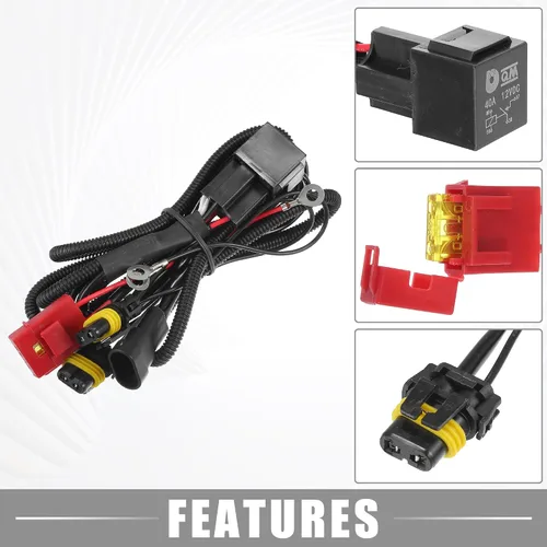 Vista 3 de HID Arnés de relé de cableado de batería de 4.9 ft / 4.9 pies de largo 9006/9012/H10/9005 HID Lámparas Kit de relé de enchufe de 12 V Ruber