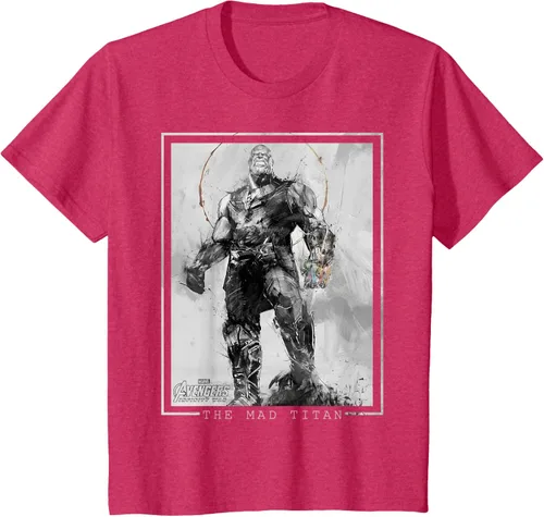 Vista 61 de Marvel Avengers Infinity War Thanos Sketch Graphic Camiseta Negro