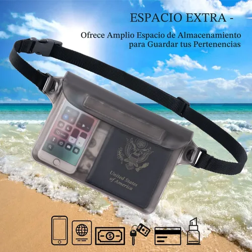 Vista 6 de CADONO Paquete de 2 fundas impermeables con correa ajustable para la cintura Bolsa seca sensible al tacto en pantalla, mantiene tu teléfono y Negro
