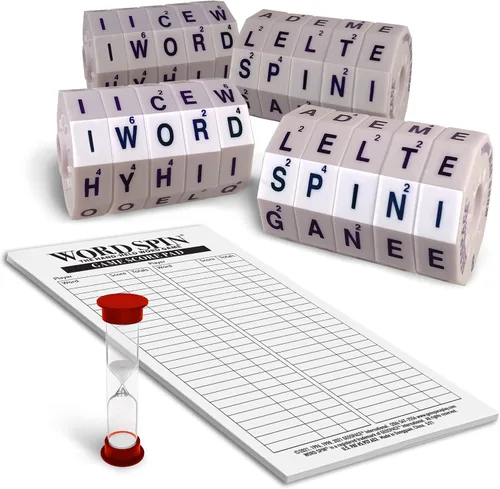 Vista 2 de Geospace Word Spin Deluxe Family Edition para adultos y niños – El galardonado juego de palabras magnético con 20 ruedas giratorias magnéticas