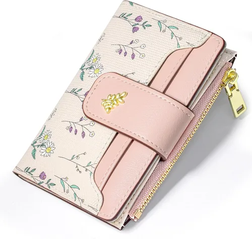 Vista 14 de YINHEXI Cartera para mujer, compacta y pequeña con bloqueo RFID, de cuero PU, plegable, con tarjetero, monedero mini con bolsillo para monedas