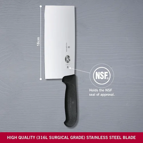 Vista 3 de Victorinox Cuchillo de chef clásico chino de 7" Cuchillo de carnicero de acero inoxidable Mango Fibrox Hecho en Suiza