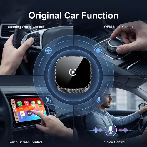 Vista 10 de Adaptador inalámbrico CarPlay para Apple iPhone y Android Auto 2026 Negro