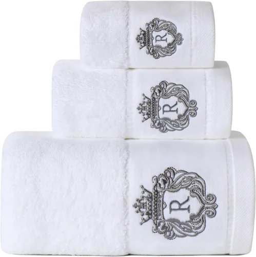 Vista 23 de Juego de toallas de baño de lujo súper suaves y altamente absorbentes de 100% algodón premium para regalos (Azul-A)