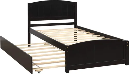 Vista 5 de Harper & Bright Designs Cama de plataforma de tamaño individual con nido, color espresso