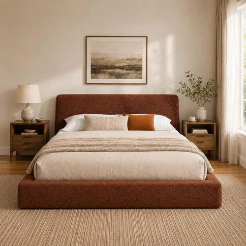 Vista 18 de Anwick Marco de cama King Cloud con cabecero, plataforma tapizada Blanco crema