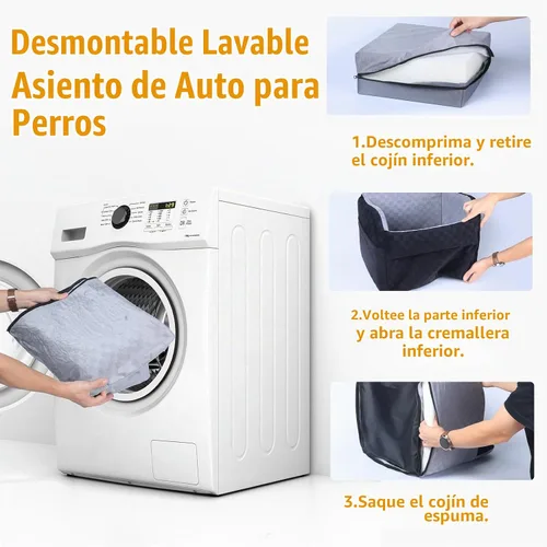 Vista 8 de PETICON Asiento de coche impermeable para perros pequeños y medianos Gris