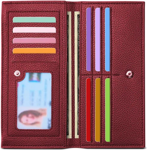 Vista 17 de Tipmile Cartera ultra delgada para mujer, cartera de cuero plegable para mujer, cartera RFID, cartera de bloqueo RFID para tarjetas de crédito