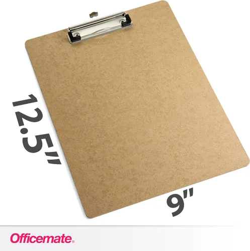 Vista 2 de Officemate (83219) tabla sujetapapeles de madera reciclada, tamaño carta, con gancho discreto, de 9" x 12.5"., Marrón