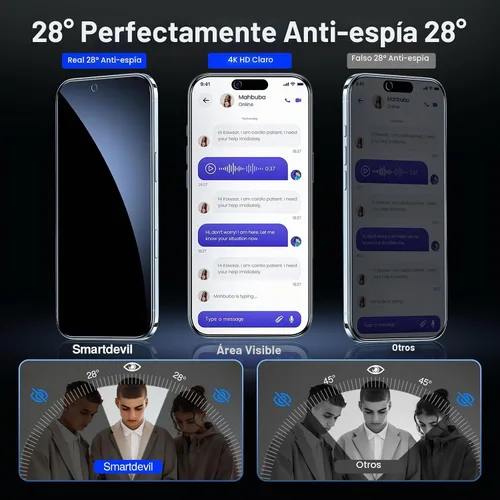 Vista 2 de SMARTDEVIL Paquete de 2 protectores de pantalla de privacidad para iPhone