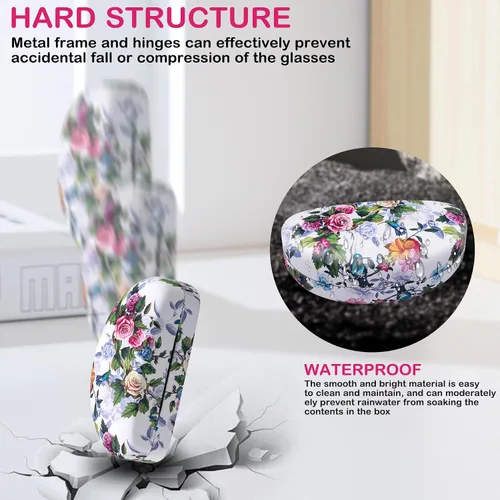 Vista 5 de Estuche rígido para gafas de sol, varios patrones de cuero para gafas de sol,Gafas con paño de limpieza