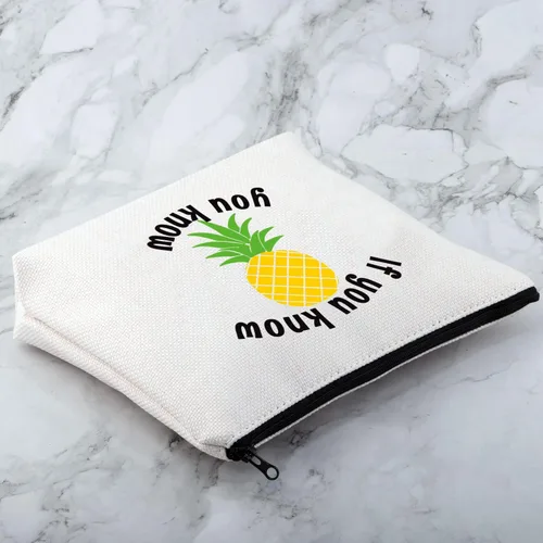 Vista 5 de MNIGIU Bolsa de cosméticos divertida de piña al revés Bolsa de maquillaje de piña Swinger Regalo de fiesta de regalo, Piña al revés., Monedero