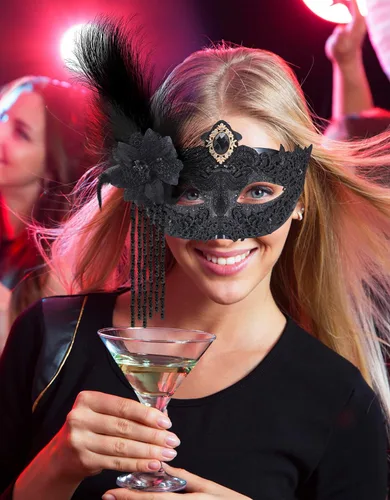 Vista 6 de Juego de Máscaras para Pareja de SIQUK, Máscara de Fiesta Veneciana, Máscara de Disfraz