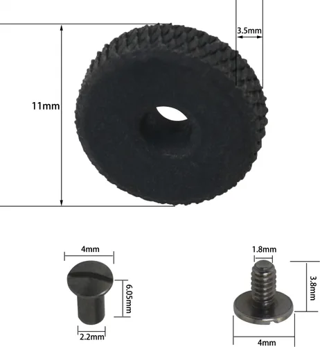 Vista 3 de Kit de reparación de repuesto universal para encendedor de 0.433 in x 0.138 in, tornillo de remache para rueda de pedernal, rueda de molienda negra