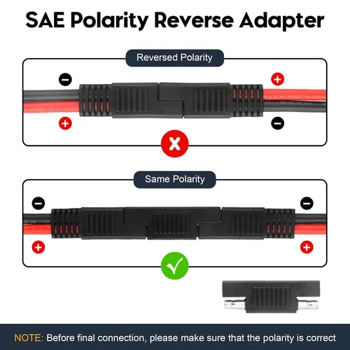 Vista 9 de Cable divisor SAE Y de 10 AWG, cable de extensión SAE de 1 a 2 vías Con adaptador de polaridad inversa SAE, cable de alimentación de CC automotriz