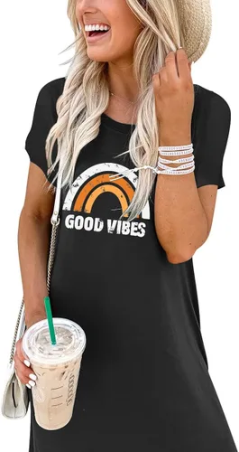 Vista 6 de ANRABESS - Vestido largo de playa de verano con bolsillos, suelto, informal, de manga corta, para mujer