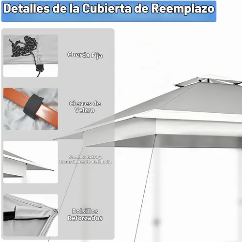 Vista 5 de Cubierta de repuesto para toldo Yaheetech de 13 x 13 pulgadas, solo marco de carpa desplegable