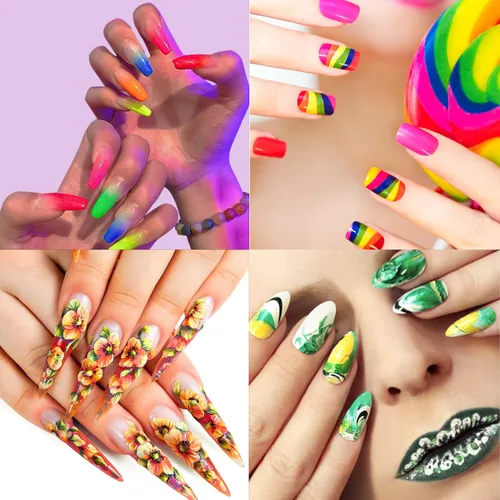 Vista 7 de Duufin 36 colores de pigmento de uñas en gel acrílico pigmentos coloridos luminosos iridiscentes con purpurina perlado de alto brillo halo en polvo