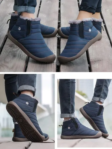 Vista 7 de Eagsouni Botas de nieve para hombre y mujer, zapatos de invierno, antideslizantes, resistentes al agua, totalmente forradas de piel, para exteriores