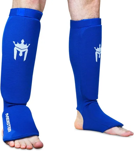 Vista 6 de Meister Espinilleras y empeine de tela elástica MMA (par) Comfort-fit protection with flexible impact padding for MMA, Muay Thai and kickboxing.