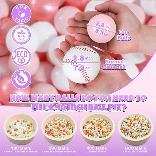 Vista 2 de GOGOSO Bolas para corral de bolas para niños pequeños plásticos accesorios a prueba de aplastamiento duraderos formas divertidas juguetes de baño