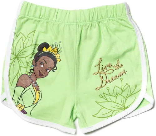Vista 4 de Disney Moana Rapunzel Tiana French Terry - Paquete de 3 pantalones cortos para niñas pequeñas a grandes