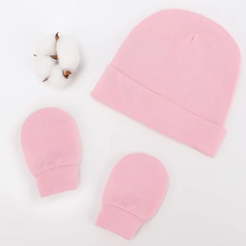 Vista 6 de BQUBO Baby Hats and Mittens Infant Cotton Beanie Gloves No Scratch Set Newborn Hospital Hat for Boys Girls