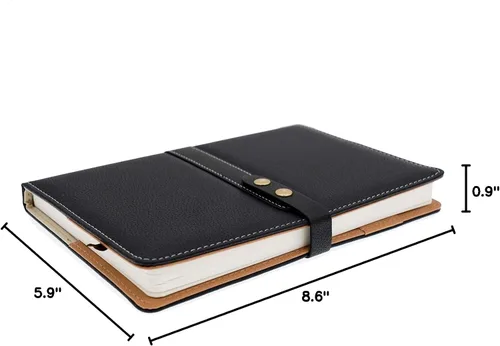 Vista 10 de Juego de cuadernos de tapa dura, cuaderno de papel grueso clásico a rayas con lazo para bolígrafo y bolígrafo, A5 192 páginas, cubierta dura de piel
