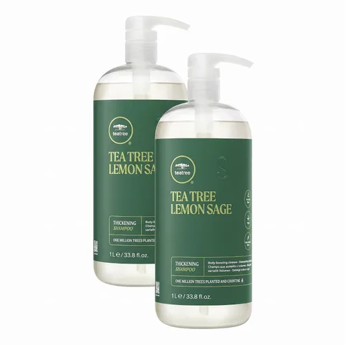 Vista 4 de Tea Tree Champú espesante de salvia limón, construye cuerpo + aumenta el volumen, para cabello fino