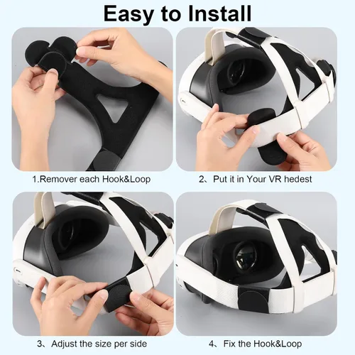 Vista 6 de CBDYWVR Head Strap Pad for Oculus Quest 3 Headset,PU Headband Replacement for Enhanced Support,Comfort VR Accessories (Black)