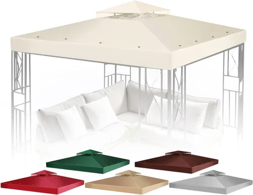 Vista 12 de Flexzion Cubierta de repuesto para toldo de 8 x 8 pies (7.9 ft x 7.9 ft), cubierta superior de doble nivel con protección UV30+, resistente a