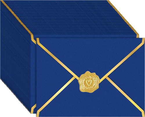 Vista 9 de Paquete de 100 sobres A7 de 5 x 7 para invitaciones, 7.18 oz de cartulina gruesa brillante 4 x 6 con solapa en V y sellador de lámina dorada, sobre