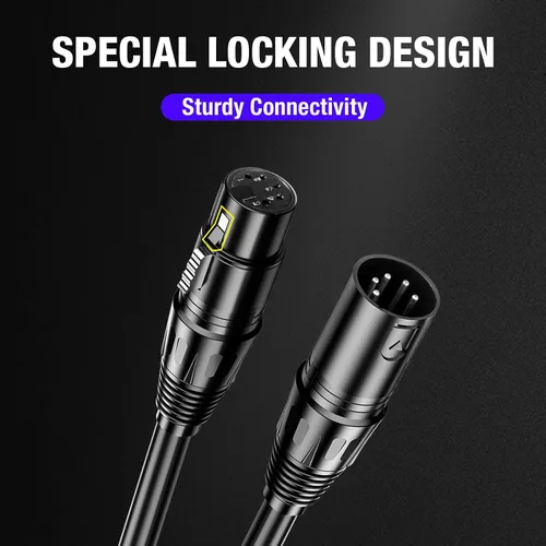 Vista 5 de Cable DMX de 5 pines de 50 pies, señal flexible XLR de 5 pines macho a hembra con 3 conductores cables DMX, cable adecuado para señal de iluminación