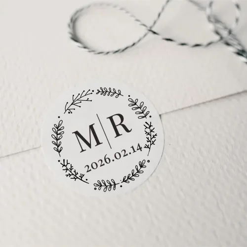 Vista 8 de Pegatinas de boda personalizadas Pegatinas de sobres personalizadas